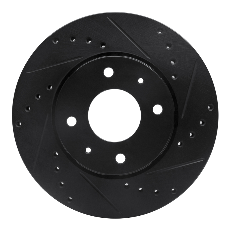 Volvo V40 Brake Rotor (1) - Front Right - R1 Concepts - Drilled & Slotted - Black - `00-`04